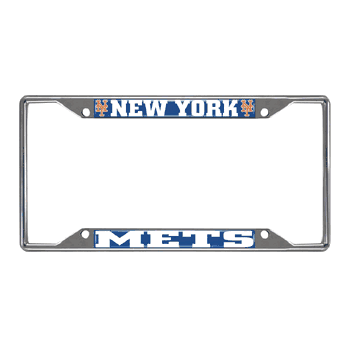 New York Mets Chrome Metal License Plate Frame, 6.25in x 12.25in