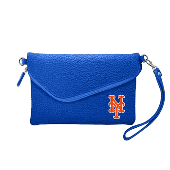 New York Mets Fold Over Crossbody Pebble Royal