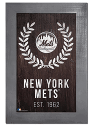 New York Mets Laurel Wreath 11x19 Sign