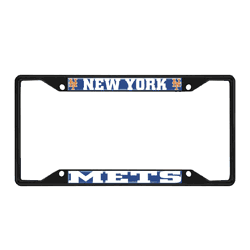 New York Mets Metal License Plate Frame Black Finish