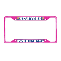 New York Mets Pink Metal License Plate Frame - 6.25"x12.25"