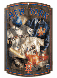 New York Mets Sign 11x17 Wood Throwback Jersey Design
