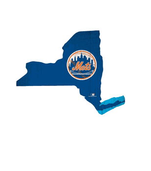 New York Mets Team Color Logo State Cutout Sign