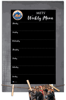 New York Mets Weekly Chalkboard with frame & clothespins 11x19 Sign