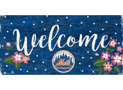 New York Mets Welcome Floral 6x12 Sign