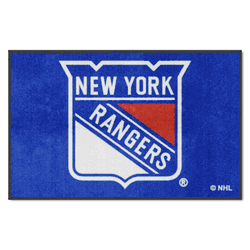 New York Rangers 4X6 High-Traffic Mat with Durable Rubber Backing - Landscape Orientation