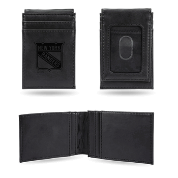 New York Rangers Black Laser Engraved Front Pocket Wallet