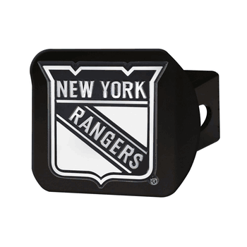 New York Rangers Black Metal Hitch Cover with Metal Chrome 3D Emblem