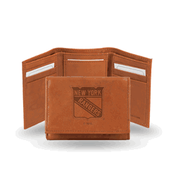 New York Rangers  Brown Embossed Genuine Leather Tri-Fold Wallet