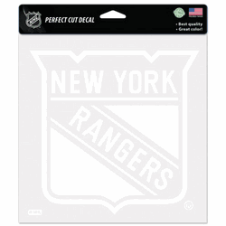 New York Rangers Decal 8x8 Perfect Cut White