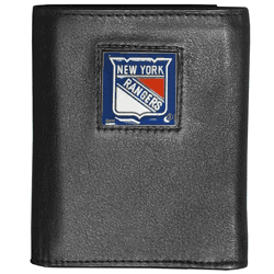 New York Rangers Deluxe Leather Tri-fold Wallet Packaged in Gift Box