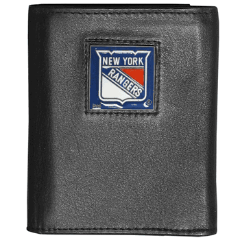 New York Rangers Deluxe Leather Tri-fold Wallet Packaged in Gift Box