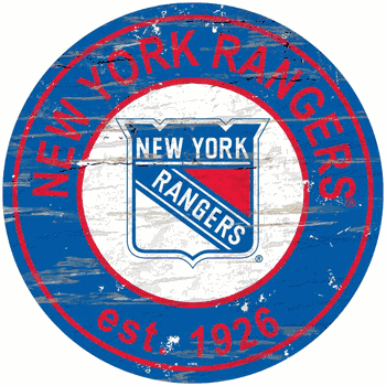 New York Rangers Distressed Round Sign
