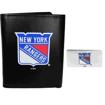 New York Rangers Leather Tri-fold Wallet & Money Clip