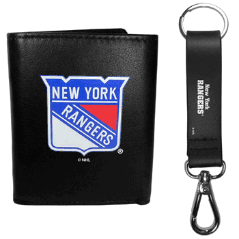 New York Rangers Leather Tri-fold Wallet & Strap Key Chain