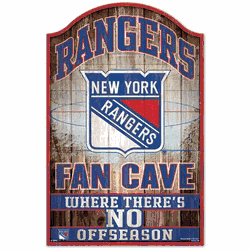 New York Rangers Sign 11x17 Wood Fan Cave Design