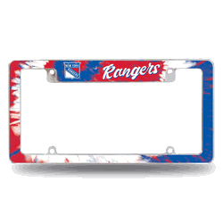New York Rangers Tie Dye 12" x 6" Chrome All Over Automotive License Plate Frame