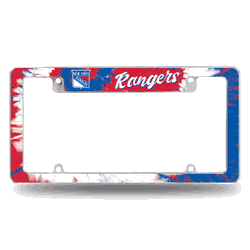 New York Rangers Tie Dye 12" x 6" Chrome All Over Automotive License Plate Frame for Car/Truck/SUV