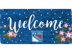 New York Rangers Welcome Floral 6x12 Sign