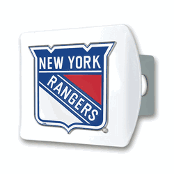 New York Rangers White Metal Hitch Cover with  3D Color Emblem