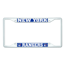 New York Rangers White Metal License Plate Frame - 6.25"x12.25"