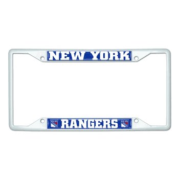 New York Rangers White Metal License Plate Frame - 6.25