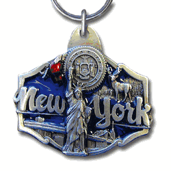 New York Statue of Liberty Metal Key Chain with Enameled Details