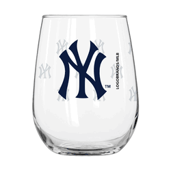 New York Yankees 16oz Satin Etch Curved Beverage Glass