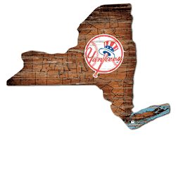 New York Yankees 24in. Distressed State w/Logo Sign