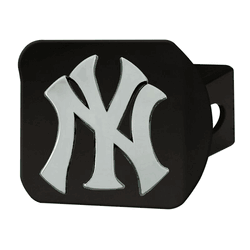 New York Yankees Black Metal Hitch Cover with Metal Chrome 3D Emblem