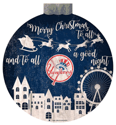 New York Yankees Christmas Village 12in Wall Art