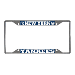New York Yankees Chrome Metal License Plate Frame, 6.25in x 12.25in