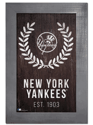 New York Yankees Laurel Wreath 11x19 Sign