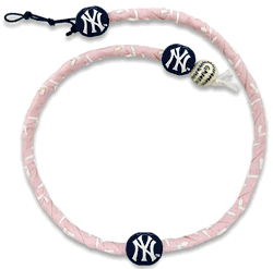 New York Yankees Necklace Frozen Rope Baseball Leather Pink CO