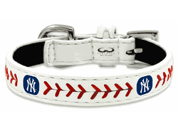 New York Yankees Pet Collar Classic Baseball Leather Size Toy CO