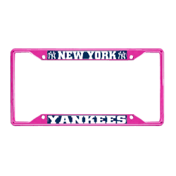 New York Yankees Pink Metal License Plate Frame - 6.25"x12.25"