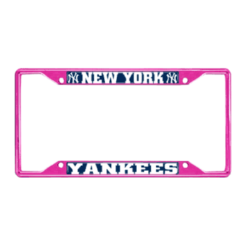 New York Yankees Pink Metal License Plate Frame - 6.25