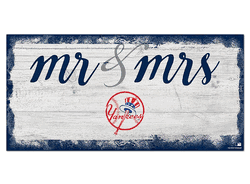 New York Yankees Script Mr & Mrs 6x12 Sign