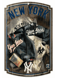 New York Yankees Sign 11x17 Wood Throwback 1952 Jersey Design
