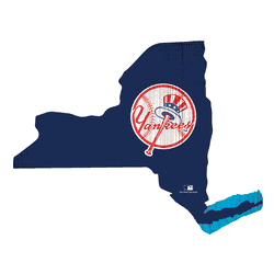 New York Yankees Team Color Logo State Cutout Sign