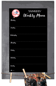 New York Yankees Weekly Chalkboard with frame & clothespins 11x19 Sign