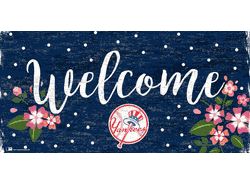 New York Yankees Welcome Floral 6x12 Sign