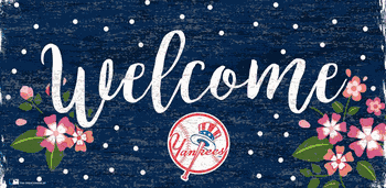 New York Yankees Welcome Floral 6x12 Sign
