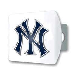 New York Yankees White Metal Hitch Cover with  3D Color Emblem
