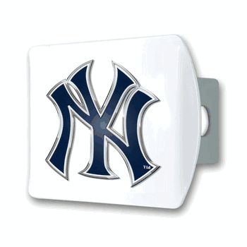 New York Yankees White Metal Hitch Cover with  3D Color Emblem