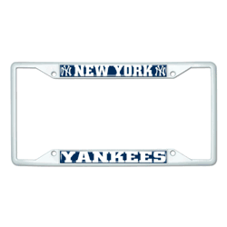 New York Yankees White Metal License Plate Frame - 6.25"x12.25"