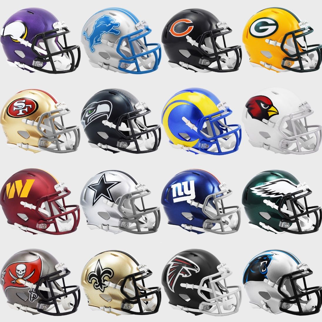 NFC Set of 16 Replica SPEED Mini Helmets - NFL Riddell Replica