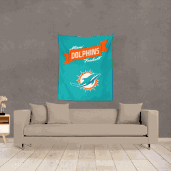 NFL Premium Miami Dolphins Printed Wall Hanging 34in x 40in
