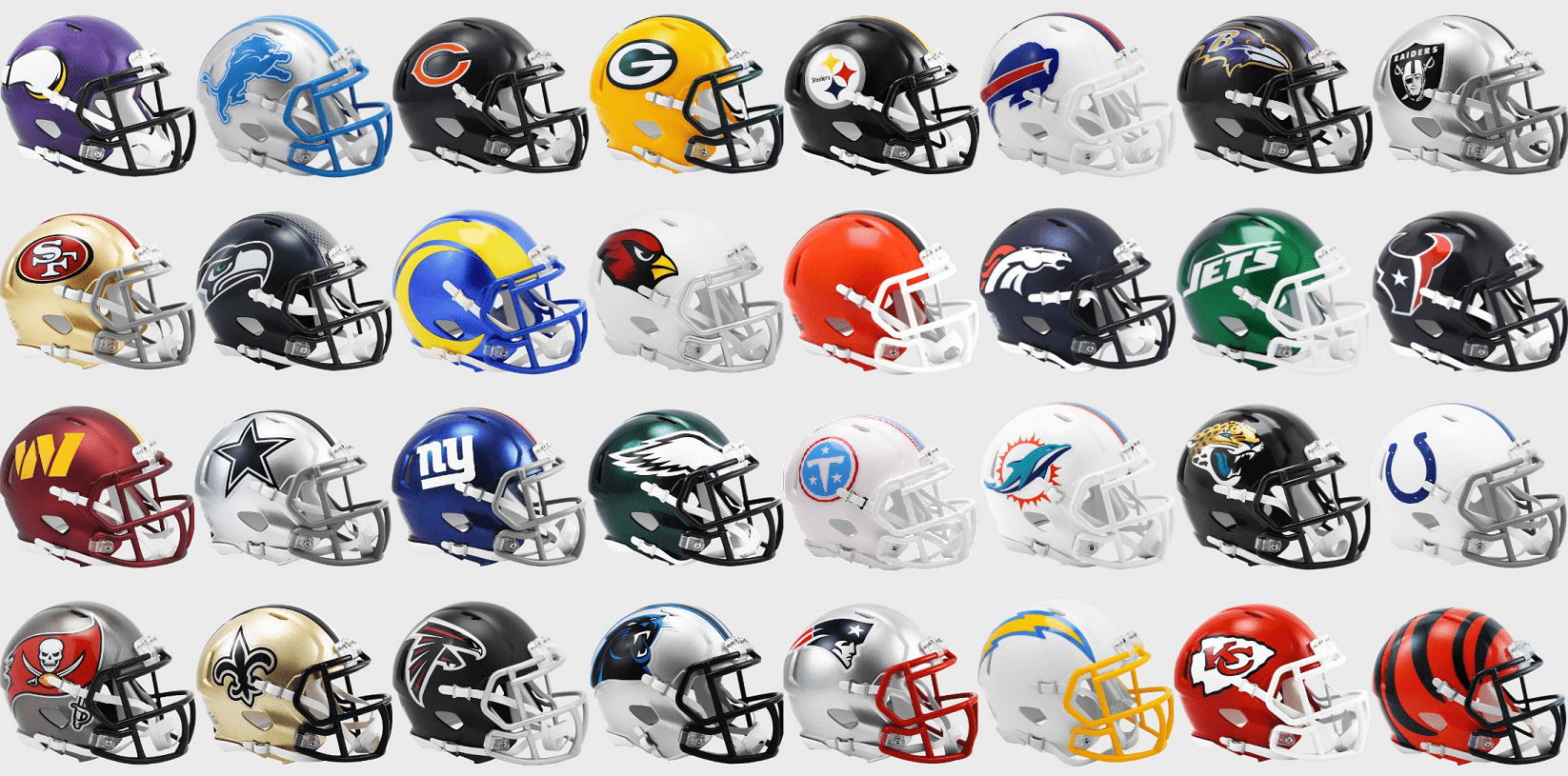 NFL Set All 32 Teams of Replica Speed Mini Helmets - NFL Riddell
