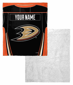 NHL Anaheim Ducks Jersey Personalized Silk Touch Sherpa Throw Blanket 50x60 Inches